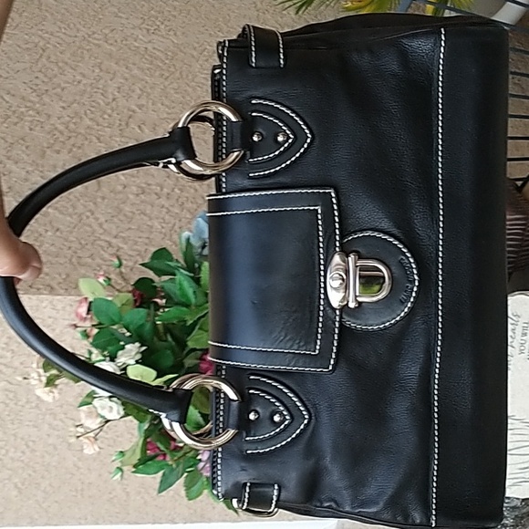 Marc Jacobs Vintage  Contrast Stitches Black Turlock Leather Bag - Picture 1 of 17
